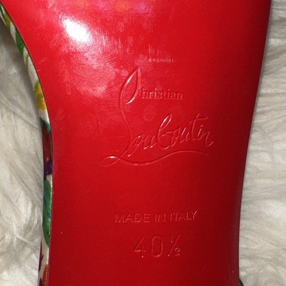 Christian Louboutin Floral Heels with Gems - Picture 9 of 10